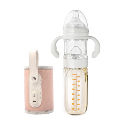 Το θερμότερο σύνολο σίτισης ταξιδιού γυαλιού μπουκαλιών μωρών μόνωσης USB με τη θερμοκρασία ρύθμισης ξεπλένει γρήγορα το χαριτωμένο μπουκάλι μωρών γάλακτος
